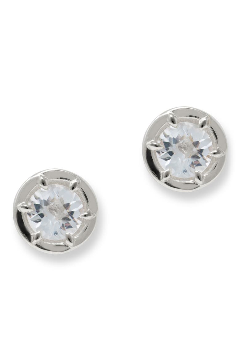 Melia Kate Topaz Stud Earrings, Main, color, SILVER