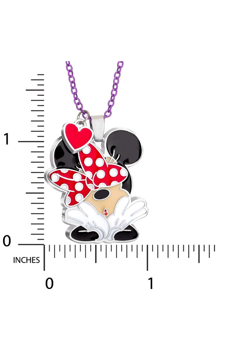 Disney Minnie Mouse and Mickey Heart Necklace, Alternate, color, Red/Black