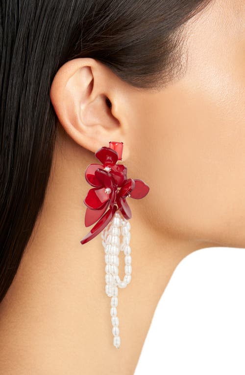 Nordstrom Rack Resin & Faux Pearl Cluster Drop Earrings In Multi
