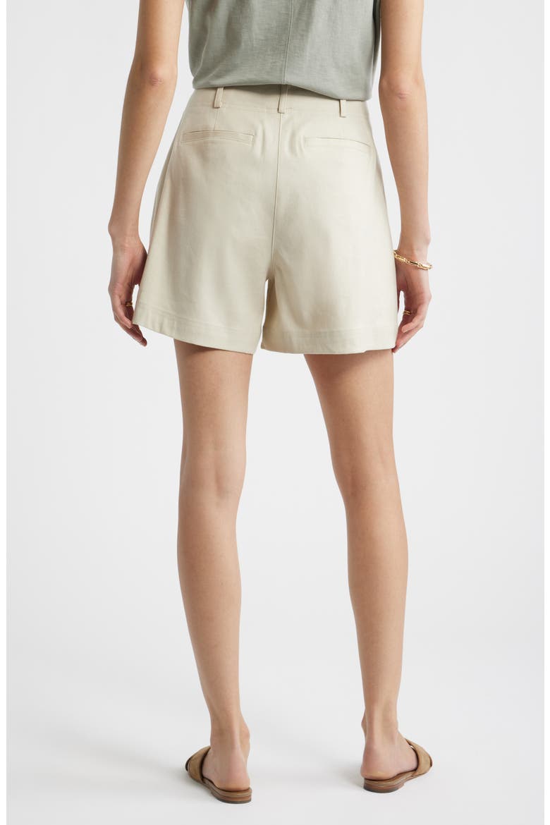 Pleated Linen Blend Shorts, Alternate, color, BEIGE OATMEAL