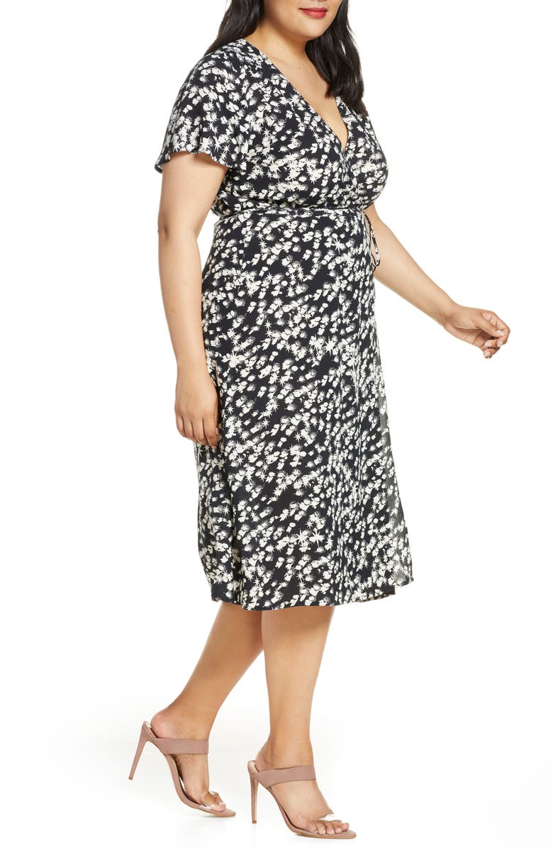 Leith Print Flutter Sleeve Wrap Dress, Alternate, color,