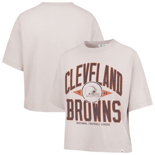 47 Brand '47 Natural Cleveland Browns Cropped Windthrow Ravine T-shirt