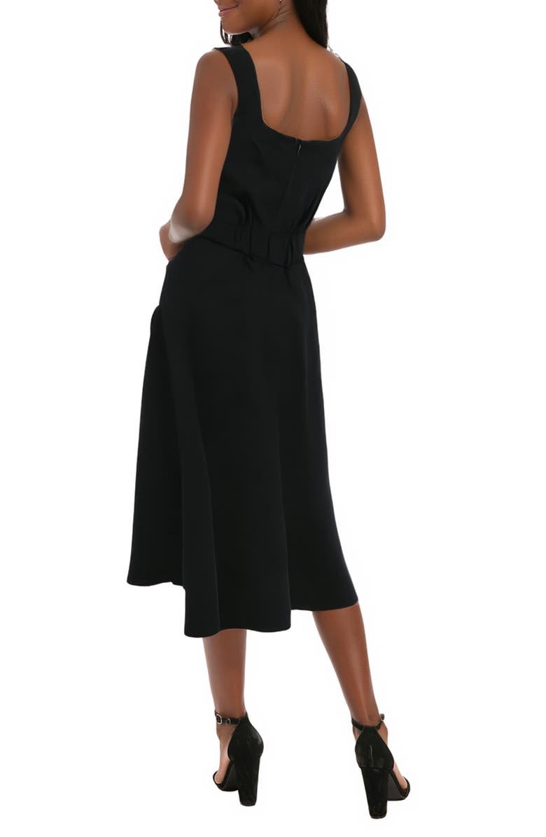 London Times Square Neck Fit & Flare Midi Dress, Alternate, color, Black