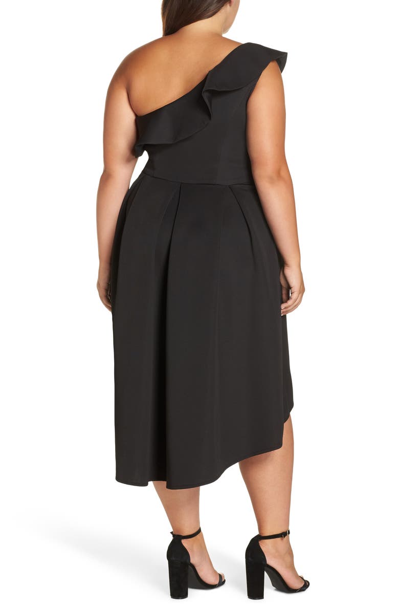 Chi Chi London One-Shoulder Dip Midi Dress, Alternate, color, 