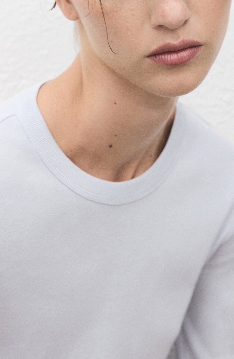 MANGO Long Sleeve Cotton Rib T-Shirt, Alternate, color, Sky Blue