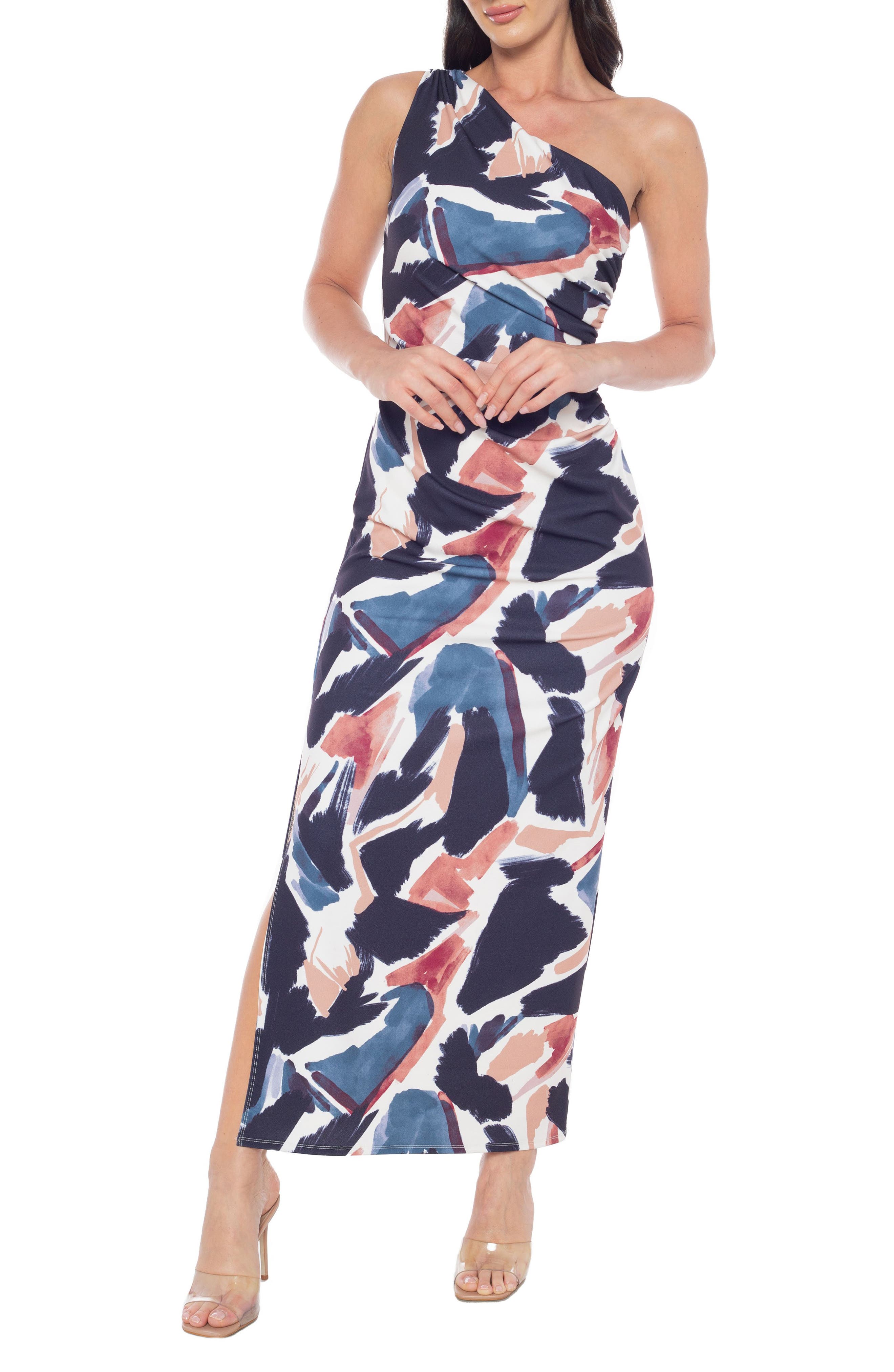Marina One Shoulder Printed Maxi Dress