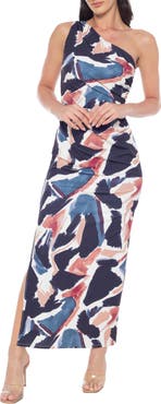 Marina One Shoulder Printed Maxi Dress