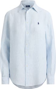 Polo Ralph Lauren Classic Fit Stripe Linen Button-Up Shirt