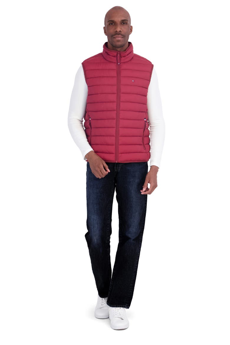Stretch Packable Puffer Vest, Alternate, color, RED