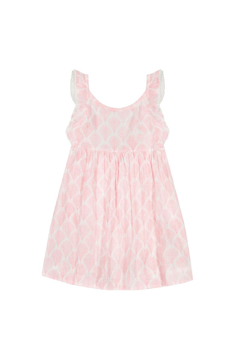 Mer St. Barth Daphne Girl's Flutter Sleeve Dress Pink Feather, Main, color, 
