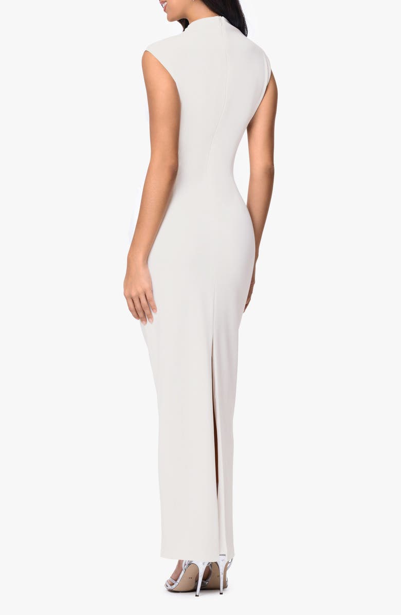 Betsy & Adam Pleated Sleeveless Column Gown, Alternate, color, Ivory