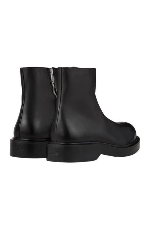 Sandro Zipped Leather Ankle Boots In Black