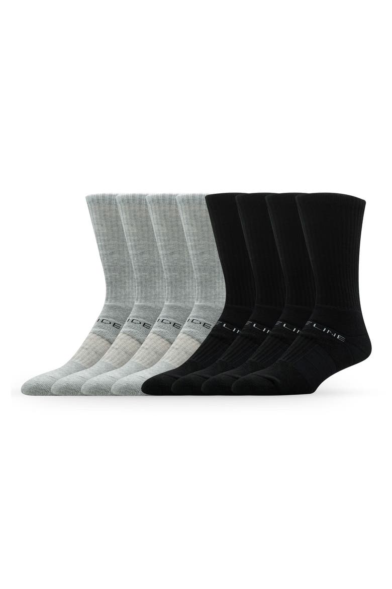 Premium Assorted 8-Pack Crew Socks, Main, color, BLACK & GREY