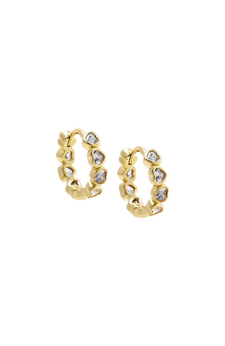 BY ADINA EDEN CZ Heart Bezel Set Huggie Earring, Main, color, Gold