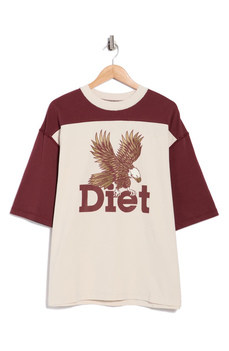 DIET STARTS MONDAY Eagle Yoke Graphic T-Shirt, Main, color, Maroon/ Antique White