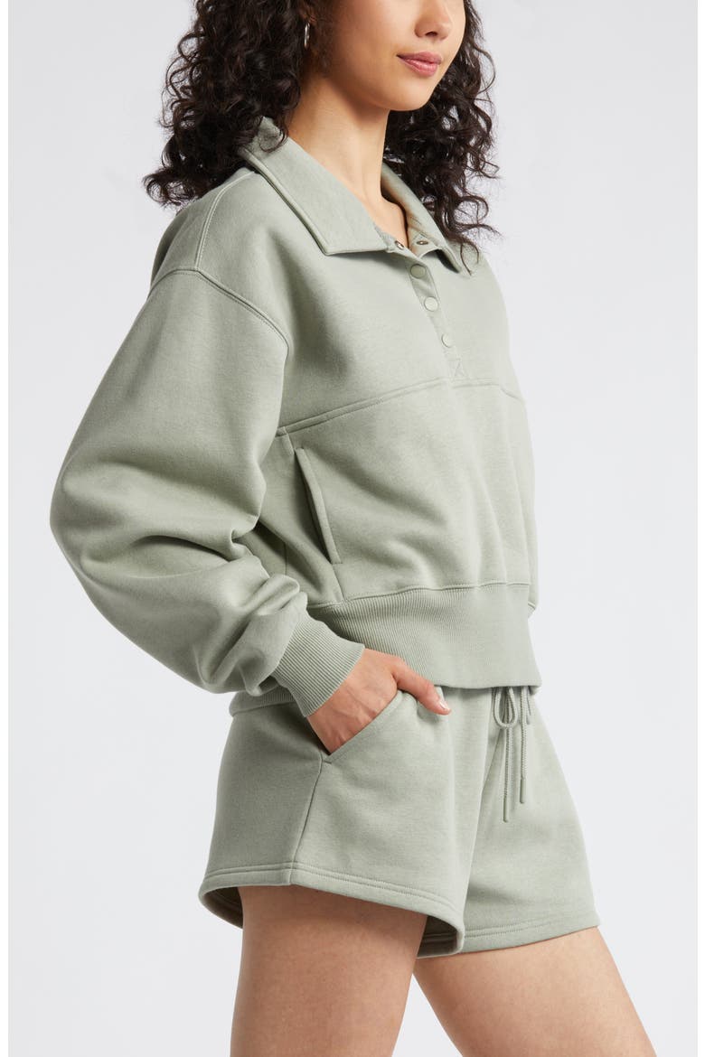 Polo Fleece Sweatshirt, Alternate, color, GREEN HALO