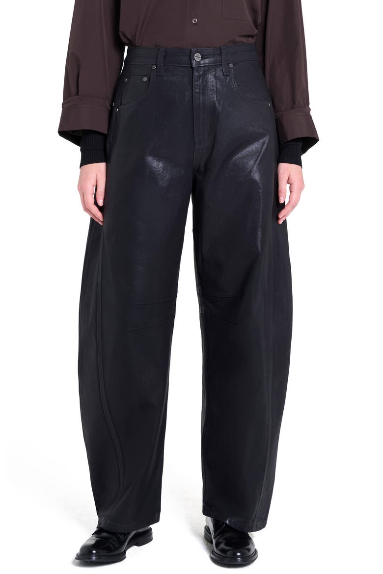 Beryl Coated Barrel Leg Pants, Main, color, BLACK