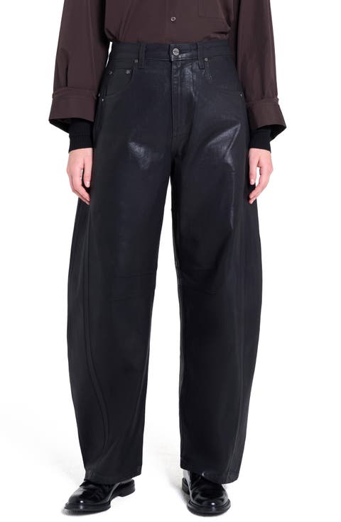 Beryl Coated Barrel Leg Pants