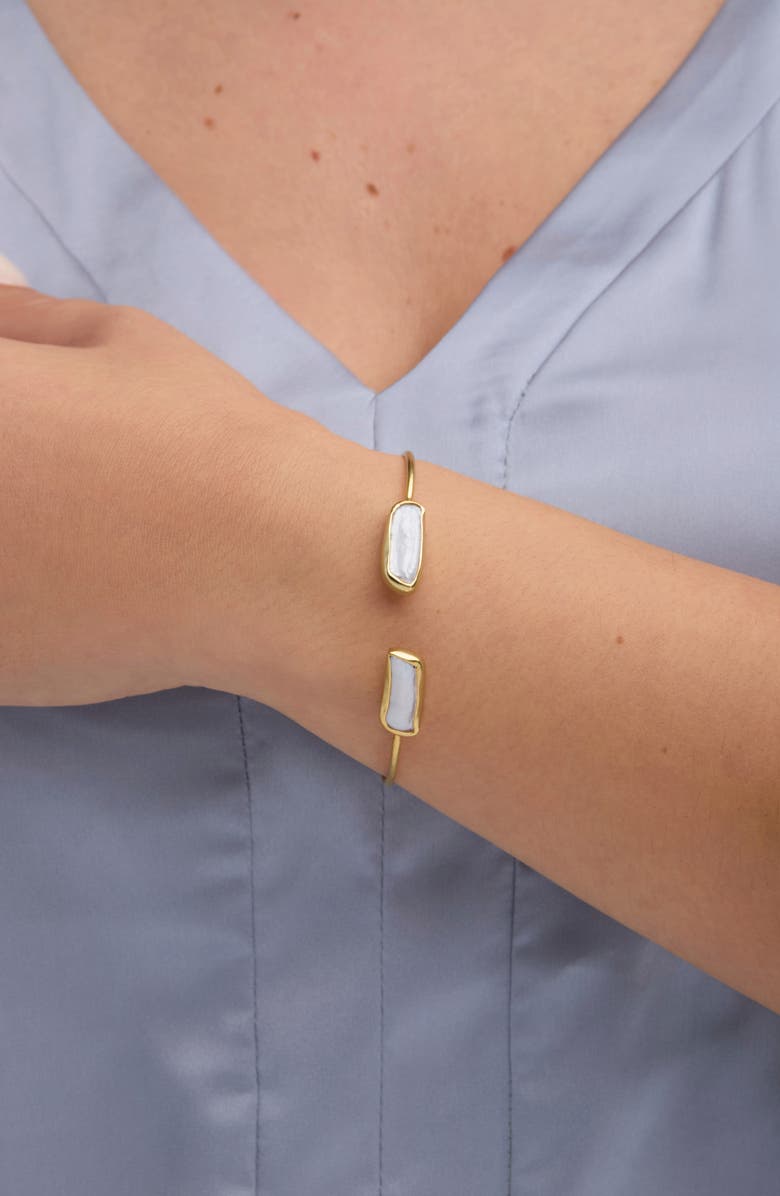 SAACHI Dual Pearl Cuff Bracelet, Alternate, color, Gold