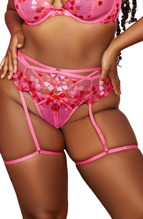 Embroidered Heart Garter Belt (Regular & Plus Size)