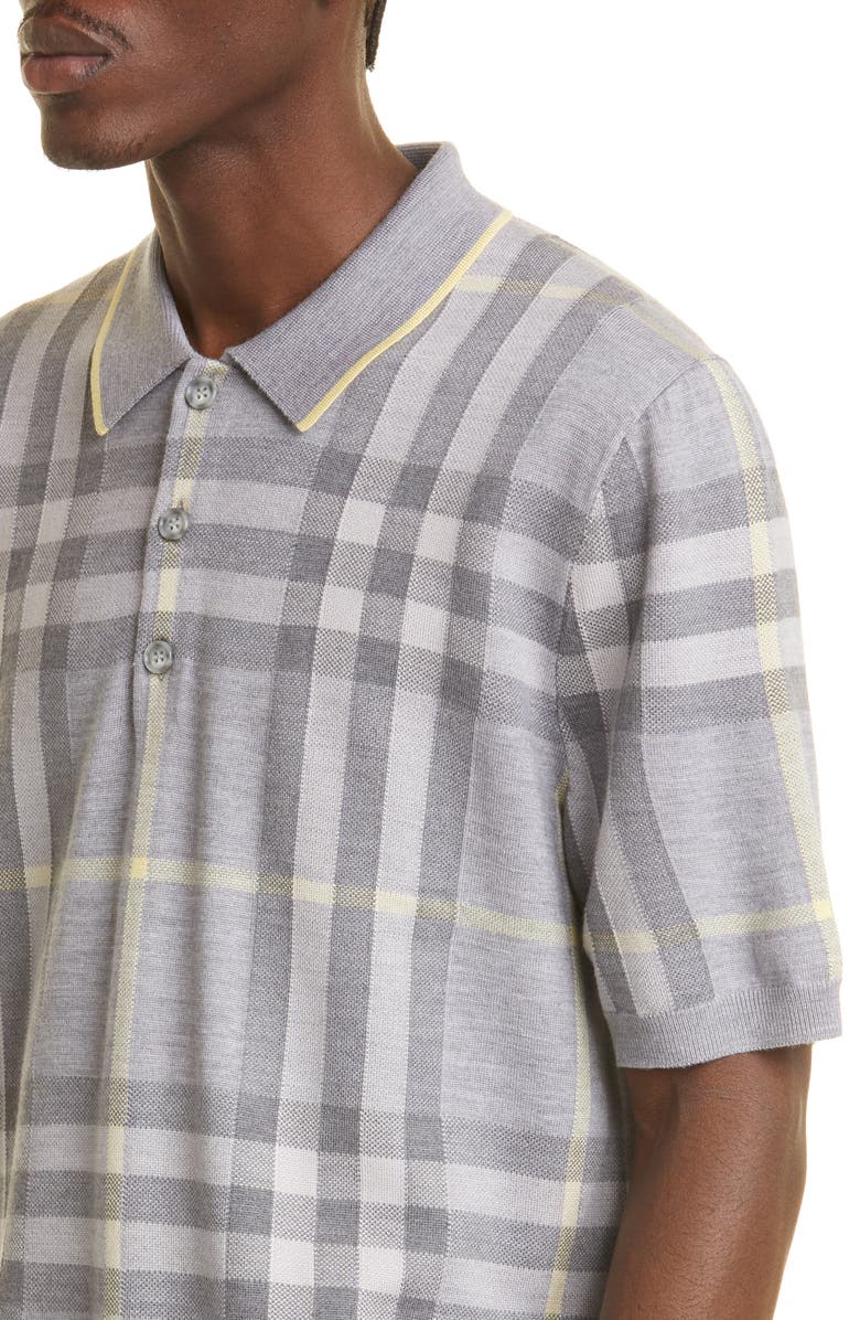Burberry Cartner Check Intarsia Wool & Silk Polo, Alternate, color, 