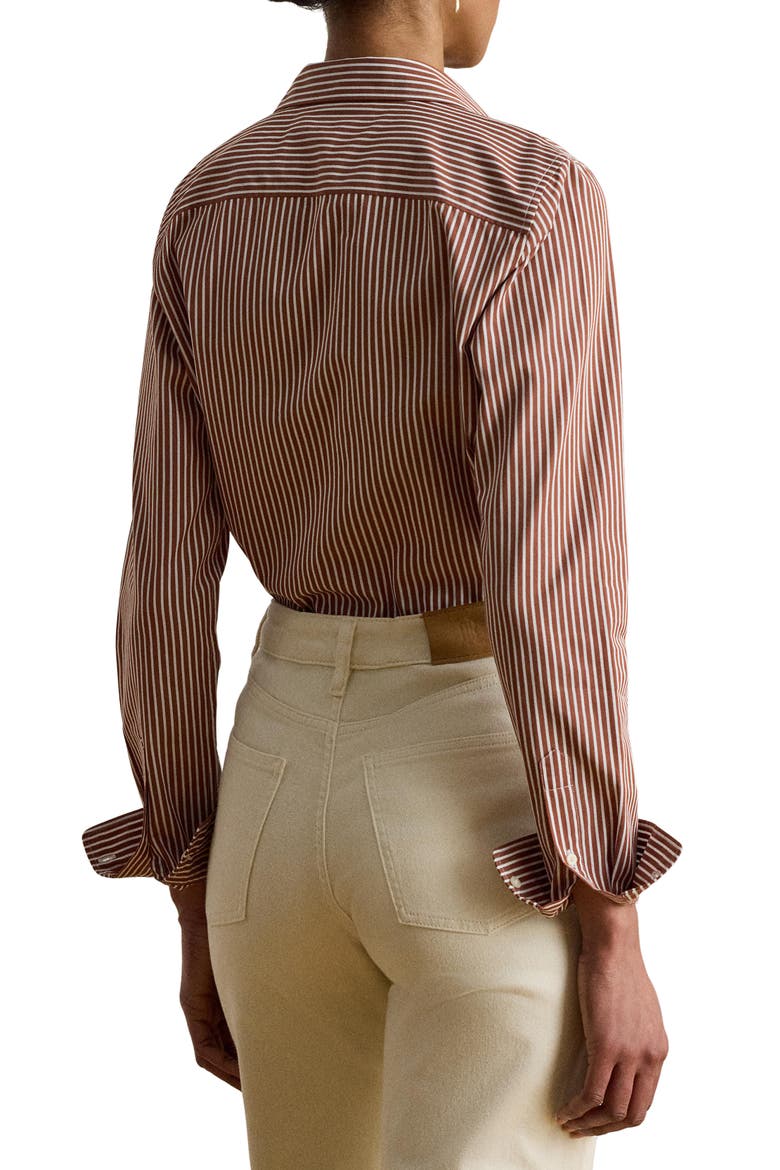 Classic Fit Stripe Cotton Broadcloth Button-Up Shirt, Alternate, color, RED TERRACOTTA/ WHITE