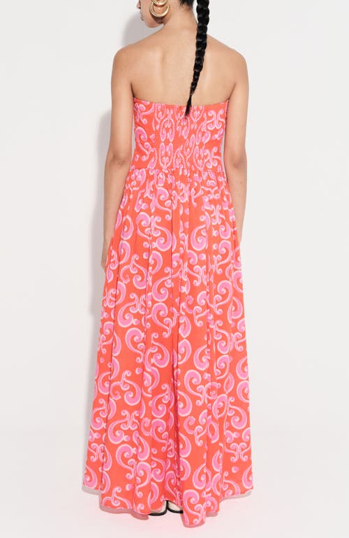 De Loreta Golondrina Strapless Drop Waist Cotton Maxi Dress In Pink