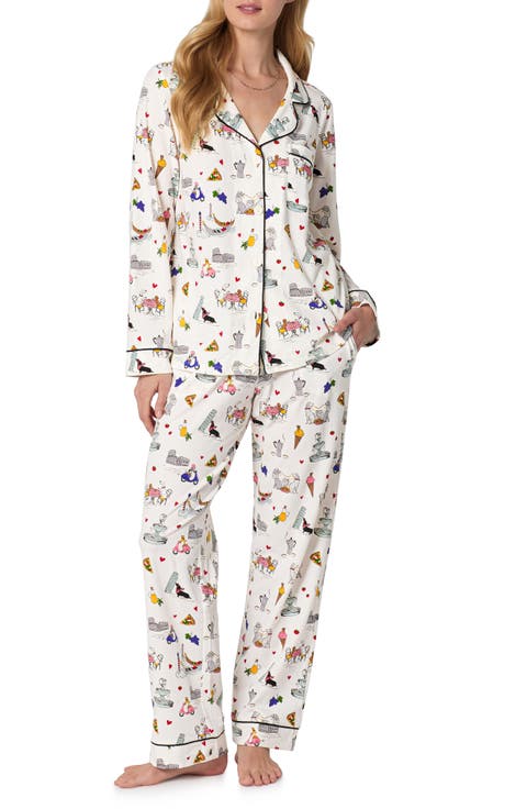 Print Stretch Organic Cotton Pajamas