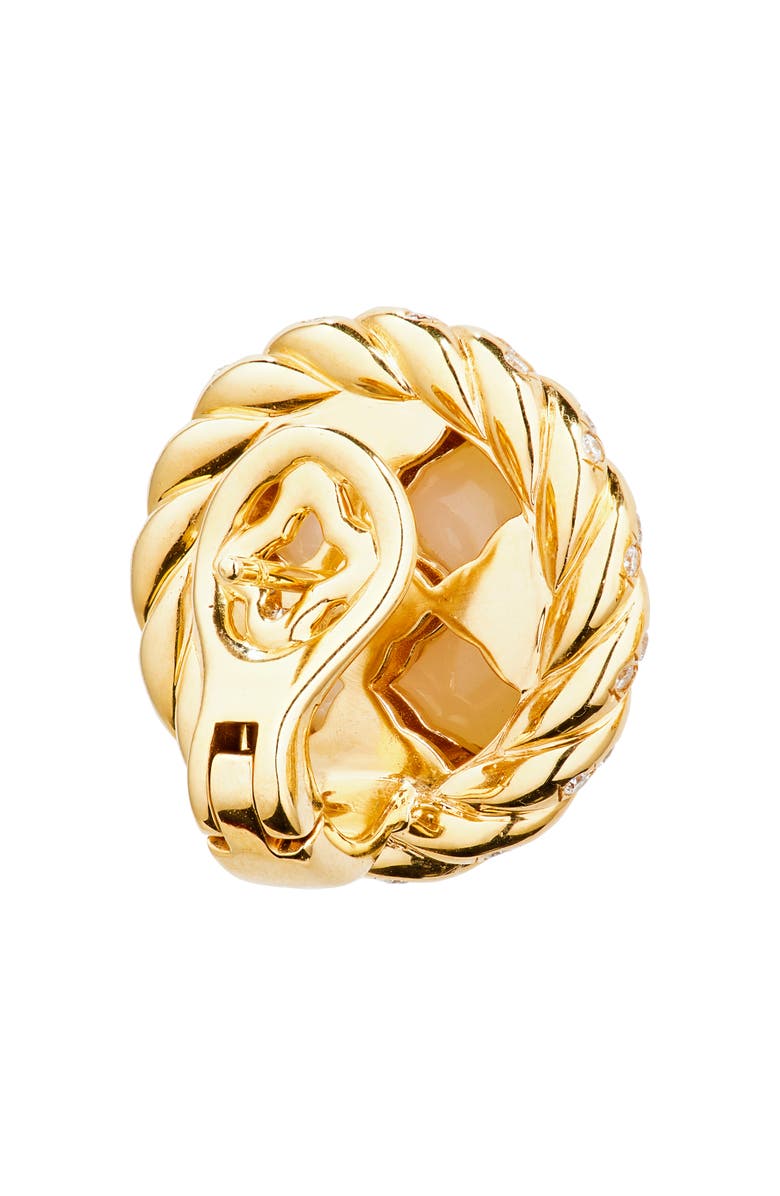 David Yurman Pearl Classics Cable Halo Button Earrings in 18K Yellow Gold with Diamonds, 18.8mm, Alternate, color, 18K Gold