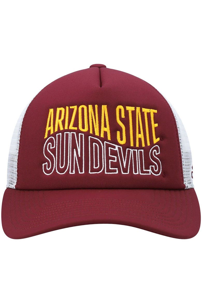 Men's adidas Maroon/White Arizona State Sun Devils Wave Foam Trucker Snapback Hat, Alternate, color, Maroon