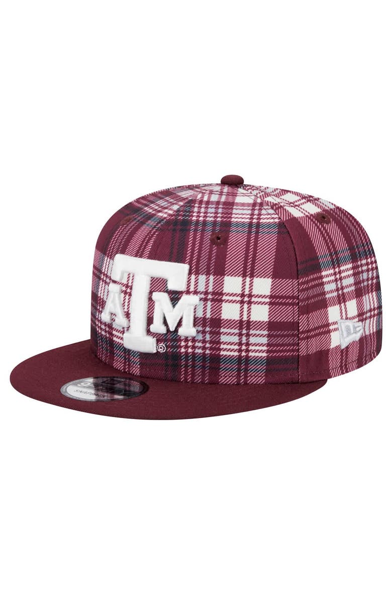 New Era Men's New Era Maroon Texas A&M Aggies Plaid 9FIFTY Snapback Hat, Main, color, Maroon