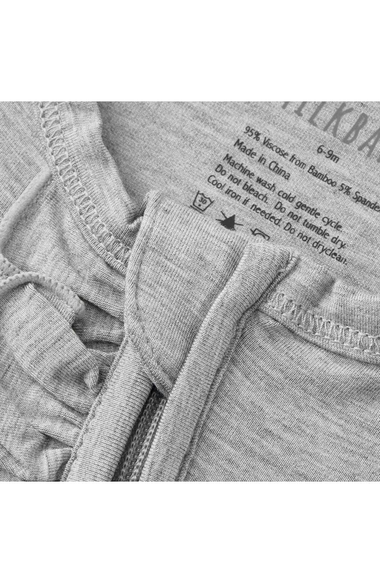 Milkbarn Luxe Solid Ruffle Footed Romper, Alternate, color, Grey Melange