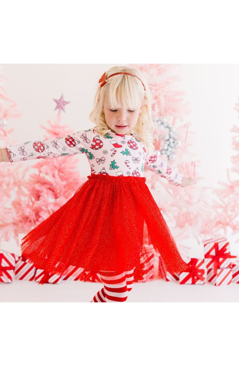 Sweet Wink Disco Christmas Long Sleeve Tutu Dress, Alternate, color, Multicolor