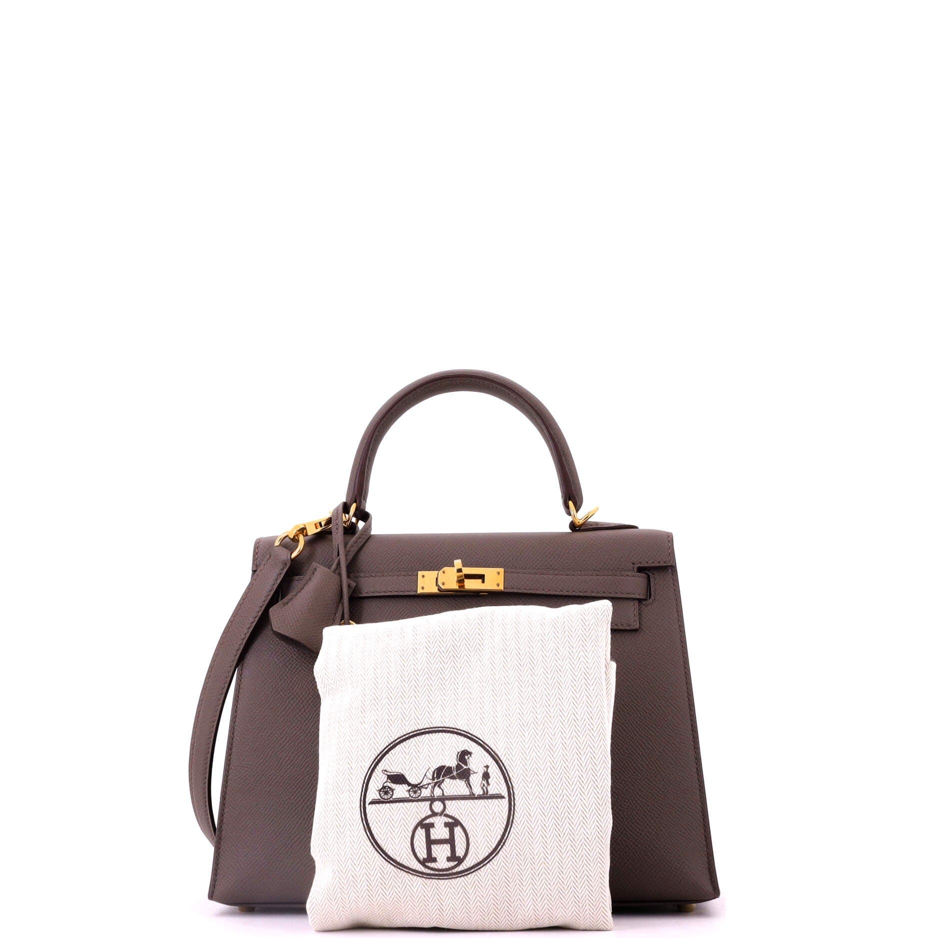 Pre-Owned Hermes Kelly Handbag Grey Epsom with Gold Hardware 25, Alternate, color, Etain