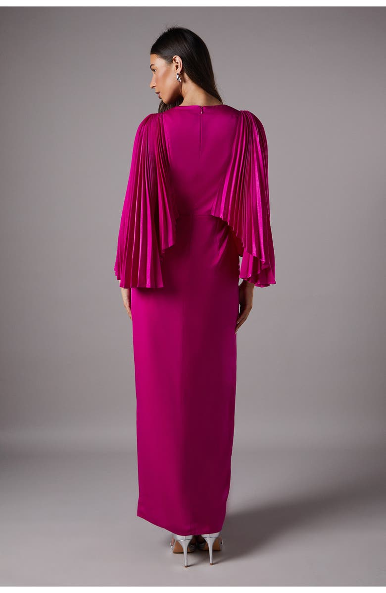 Coast Short Sleeve Pleated Cape Maxi Dress, Alternate, color, Magenta
