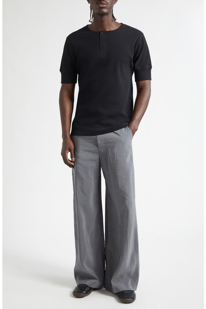 Cotton & Linen Blend Rib Henley, Alternate, color, BLACK