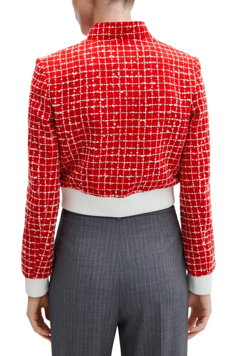MANGO Check Tweed Bomber Jacket, Alternate, color, 