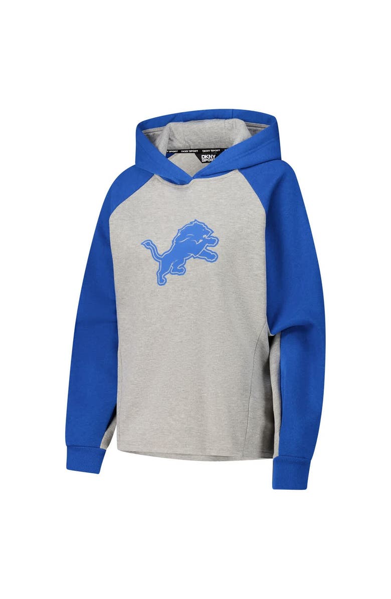 DKNY SPORT Women's DKNY Sport Gray/Blue Detroit Lions Joy Cropped Raglan Pullover Hoodie, Alternate, color, 