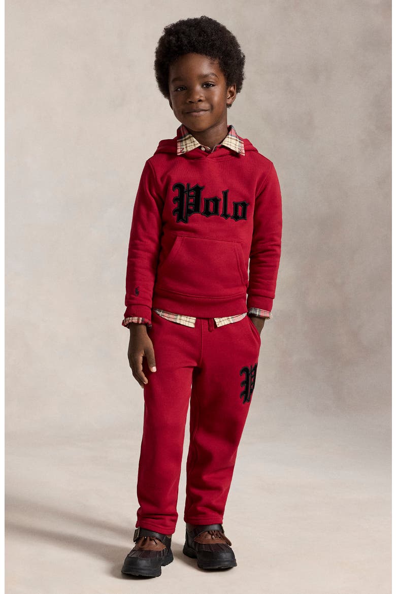 Kids' Polo Graphic Hoodie, Alternate, color, EATON RED