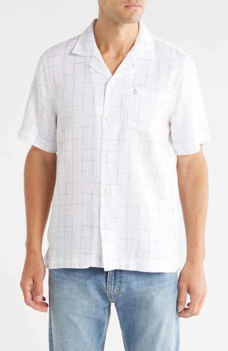Original Penguin Windowpane Print Button-Up Camp Shirt