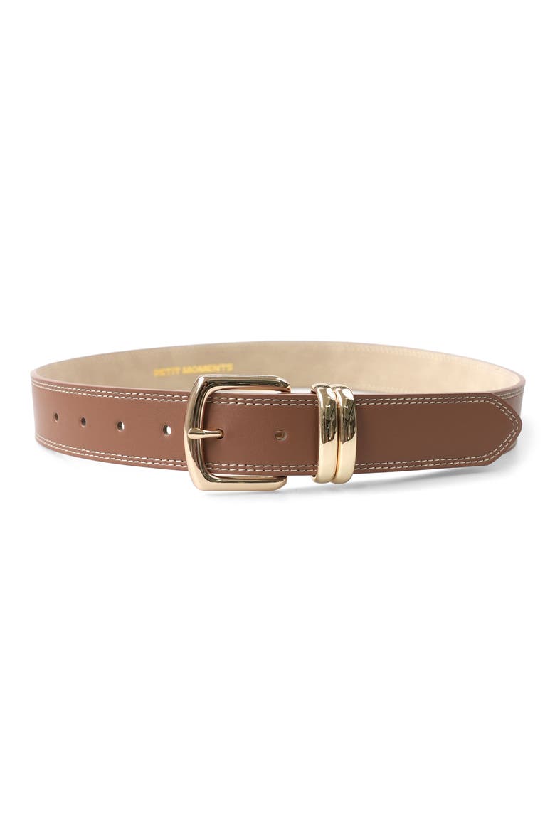 Madison Faux Leather Belt, Main, color, TAN/ GOLD