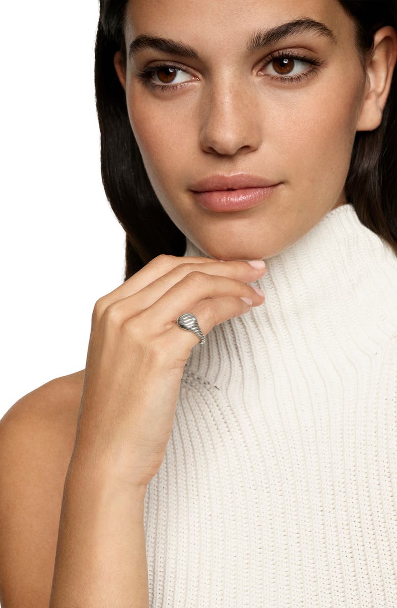 David Yurman Sculpted Cable Pinky Ring in Sterling Silver, 10mm, Alternate, color, Sterling Silver