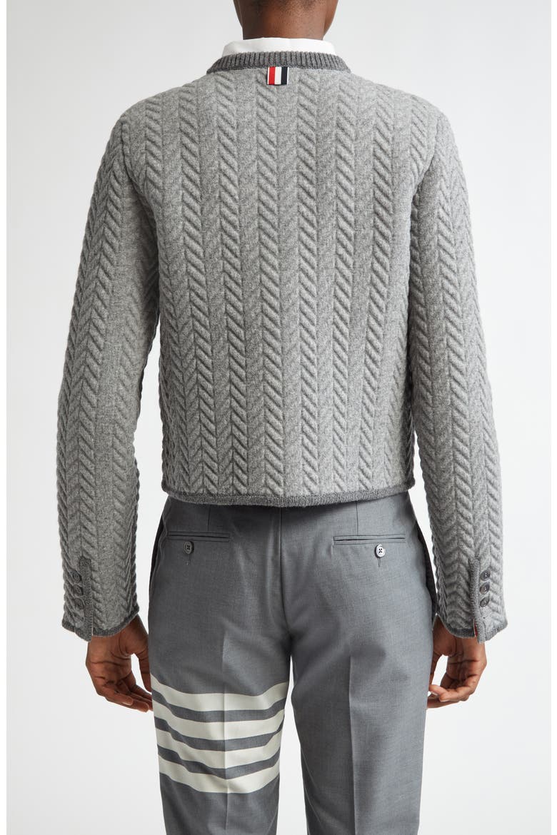 Herringbone Knit Wool Blend Cardigan, Alternate, color, LIGHT GREY