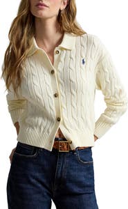 Polo Ralph Lauren Cable Cotton Polo Collar Cardigan