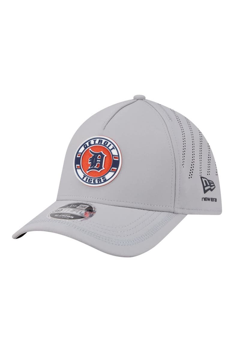 Men's New Era Gray Detroit Tigers Patch 39THIRTY A-Frame M-Crown Perforated Flex Hat, Main, color, Gray
