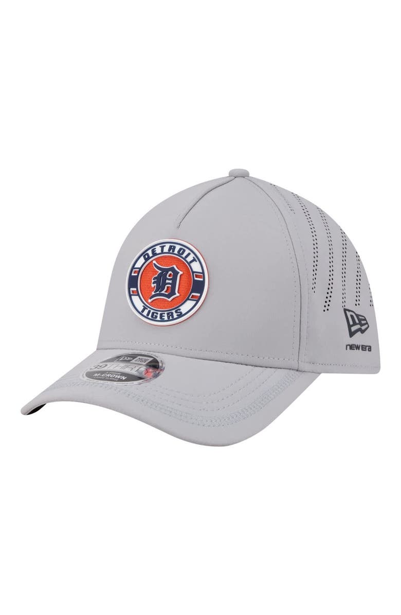 New Era Men's New Era Gray Detroit Tigers Patch 39THIRTY A-Frame M-Crown Perforated Flex Hat, Main, color, Gray