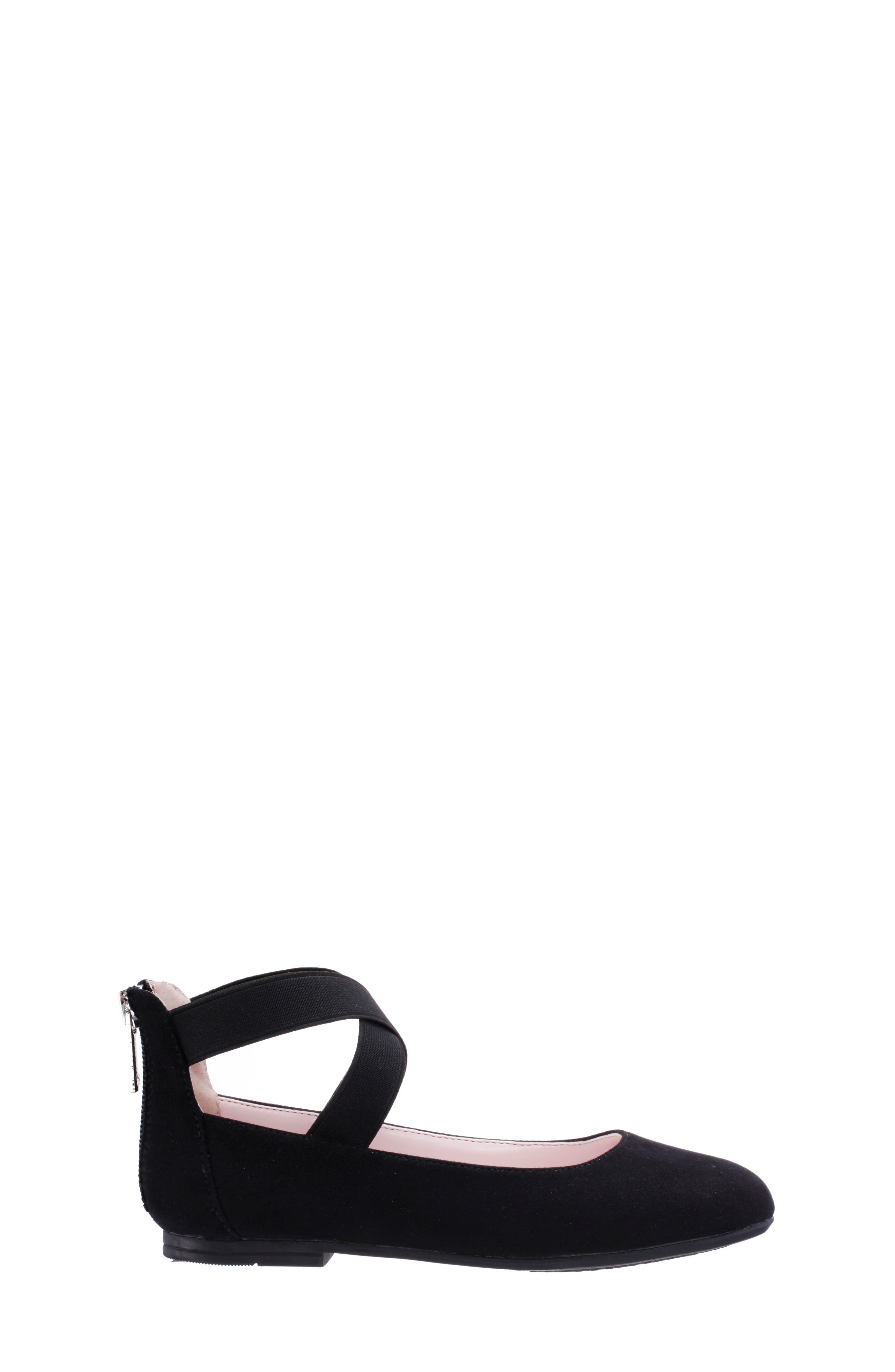 Nina Marissa Cross Strap Flat, Alternate, color, Black Microsuede