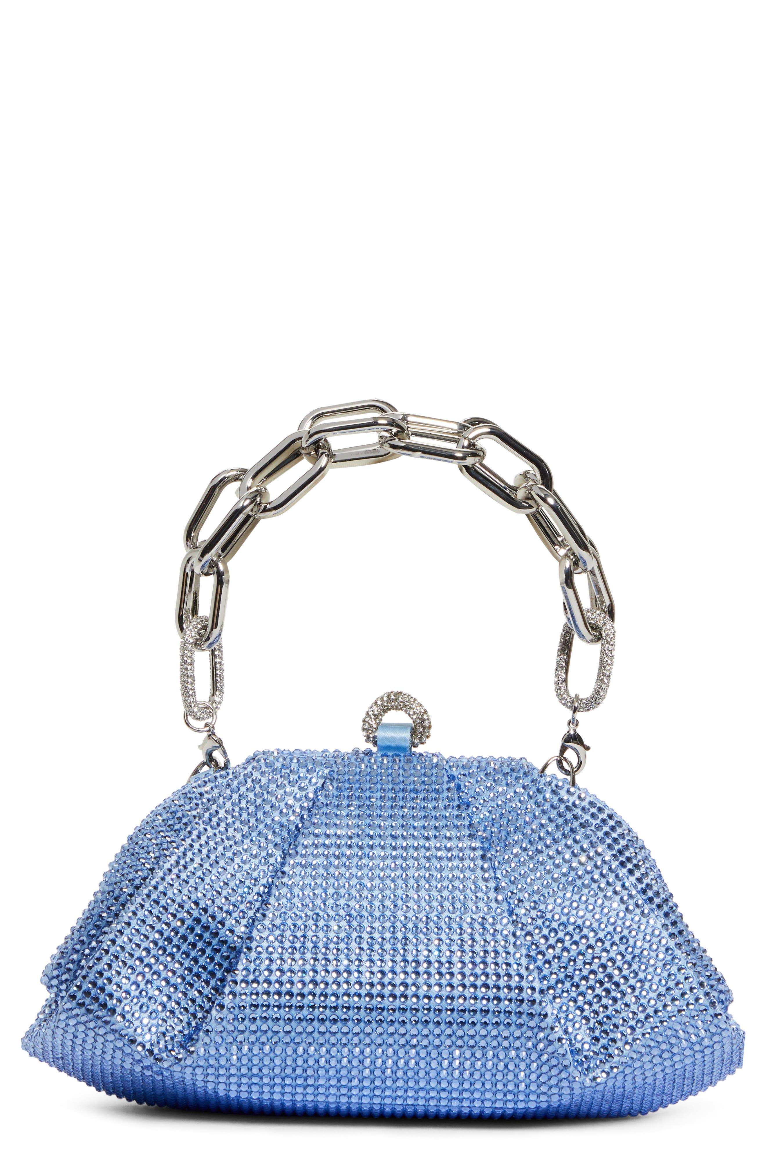 Gemma Crystal Clutch, Main, color, SILVER LIGHT SAPPHIRE