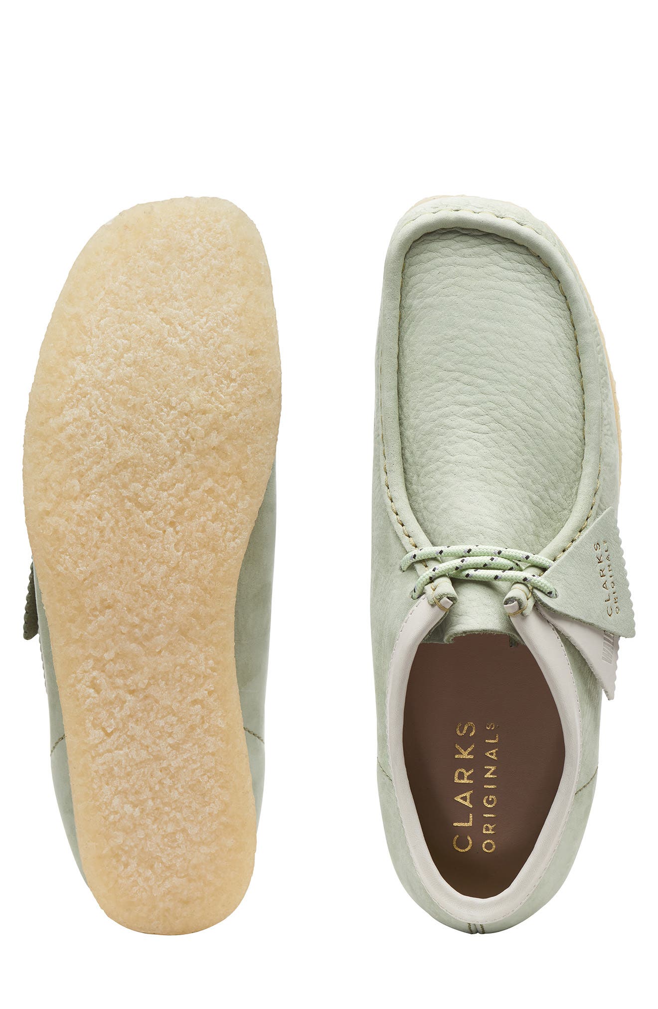 Wallabee Moc Toe Derby, Alternate, color, PALE GREEN