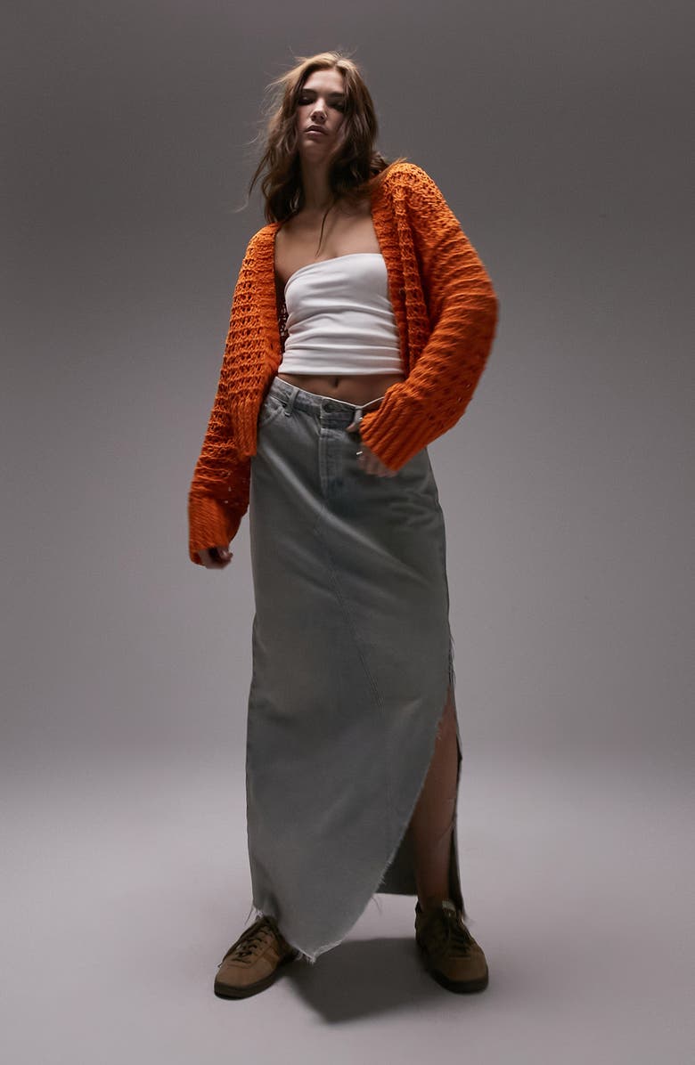 Topshop Open Stitch Cardigan, Alternate, color, 